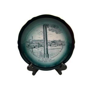 Buffalo Pottery Antique 7.5" B & M Smelter Smokestack Plate 1915 Great Falls Mt.